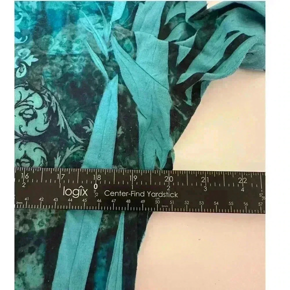 Decree Womens L Y2K Geometric Top Teal Tattoo Print Long Sleeve 2000s Grunge - Picture 8 of 9